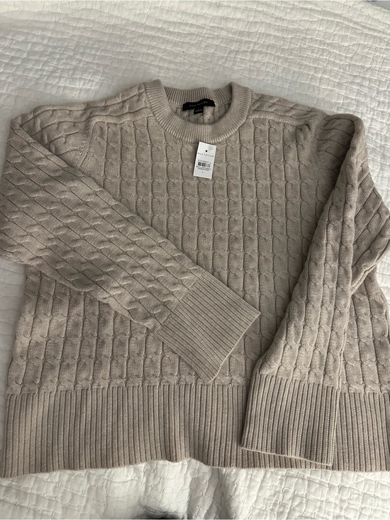 Ann Taylor Sweaters - NTW Ann Taylor Cable Knit Crewneck Sweater - tan, taupe, mushroom Large L
